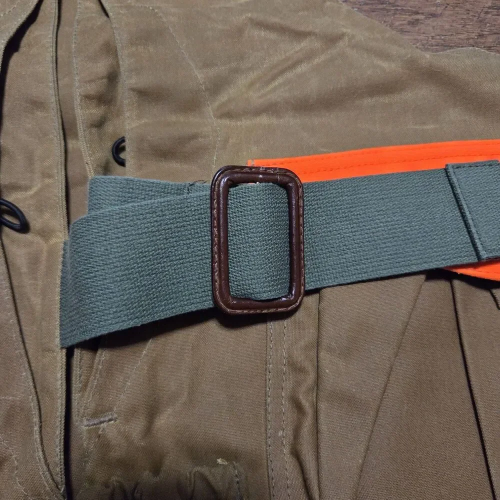 New Vtg Filson Tin Cloth Game Bag Hunting Vest Dark Tan Blaze Orange USA 16034